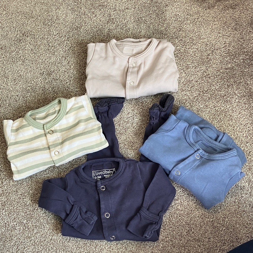 L'ovedbaby Baby Footies Set - Cream, Green, Blue, Navy